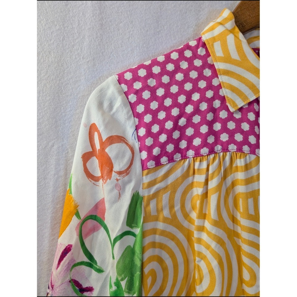 Maeve Anthropologie Mixed Print Button Down Women Sz S Multi Excellent Patchwork - Picture 7 of 14